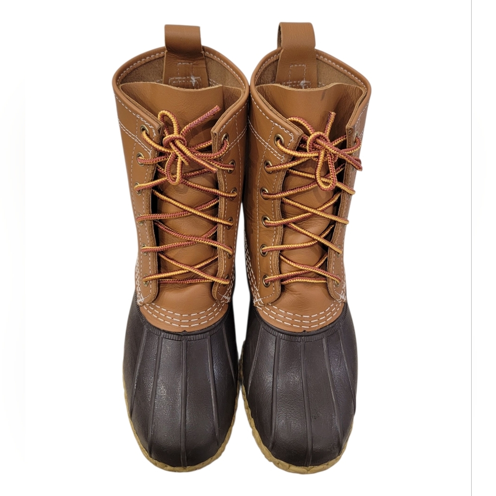 L.L. Bean Trekking Classic Bean Duck Boots Lace Up Tan Leather Youth 4 Women’s 7 - Picture 2 of 16